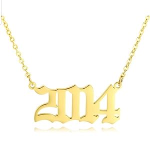 18K Rose Gold Plated Old English Number Pendant Necklace